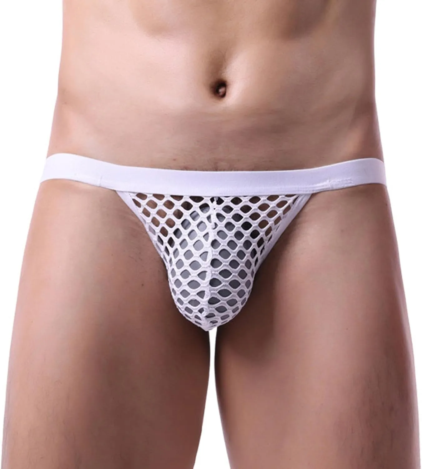 Men'S Fashion Solid Color Mesh Sexy U Raised Pouches Exposed Buttock Mens Underwear Briefs