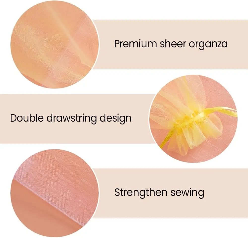Meowoo 24PCS Big Organza Bags, 12x16in Big Mesh Bags Drawstring, Mesh Gift Bags Drawstring for Shoes, gift bags, home storage, Christmas, gardening, dolls(mixedcolor)