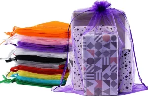 Meowoo 24PCS Big Organza Bags, 12x16in Big Mesh Bags Drawstring, Mesh Gift Bags Drawstring for Shoes, gift bags, home storage, Christmas, gardening, dolls(mixedcolor)