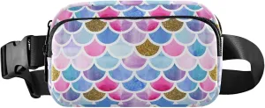 Mermaid Scales Watercolor Women Fanny Pack Waterproof Belt Bags Hip Pack Trendy Waist Pouches for Men