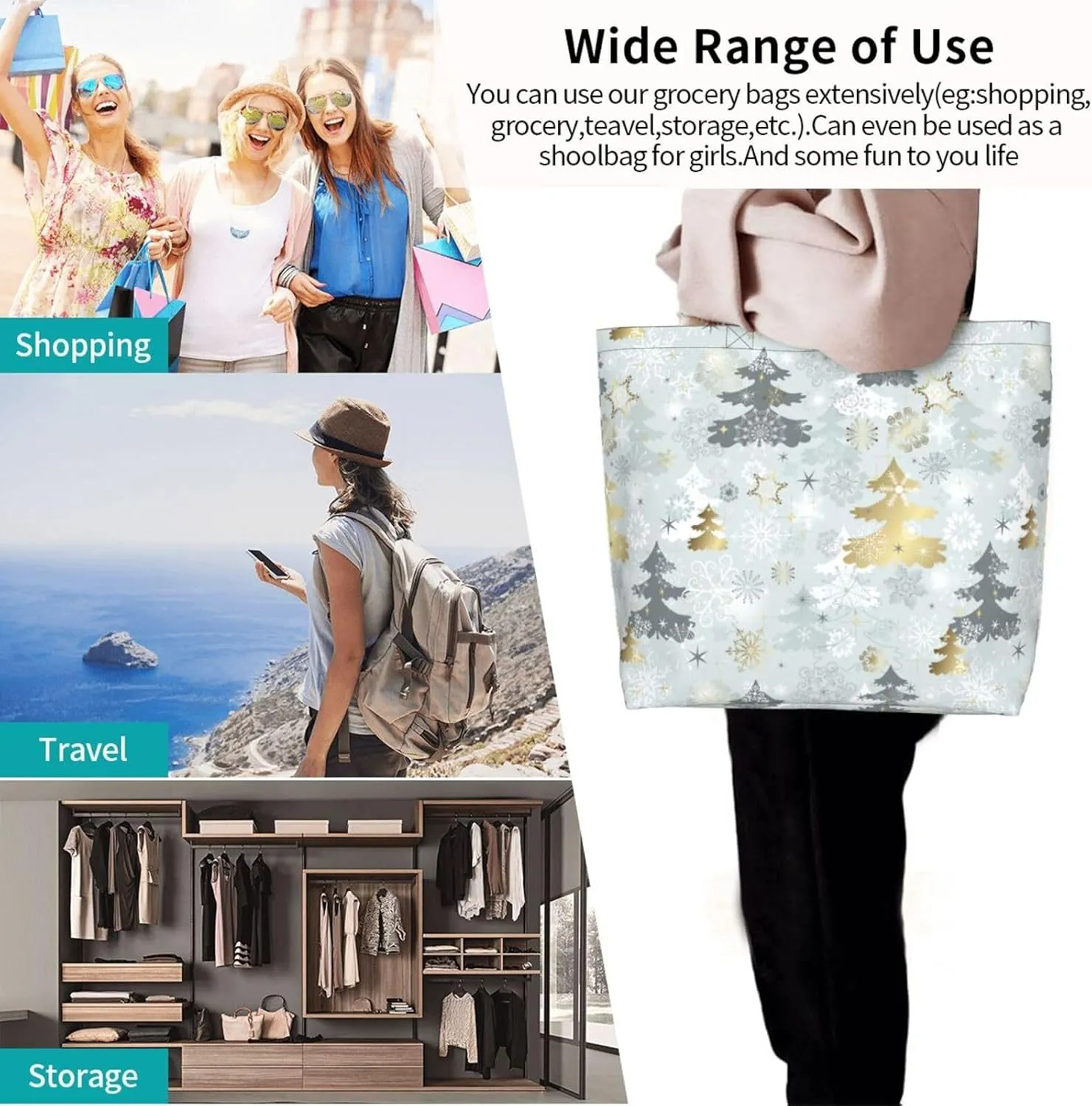 Merry Christmas Winter Tree Women's Tote Bag Large Capacity Single Shoulder Bags Handbag for Shopping Work