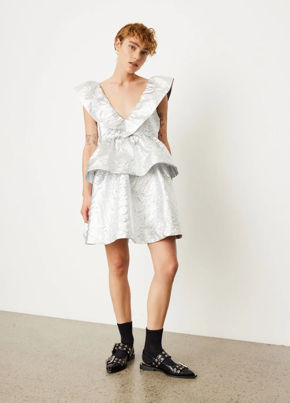 Metallic Jacquard Layer Dress