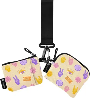 Mini Around Wristlet Keychain Dual Pouch Wallets for Women's Mini Coin Purse Pouch Pattern 1