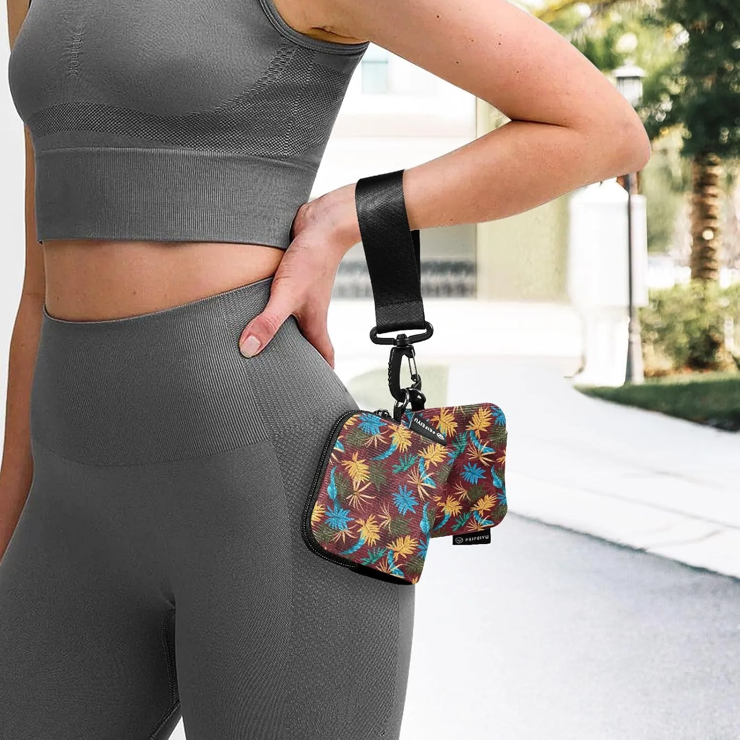 Mini Small Zip Around Wristlet Keychain Wallet Coin Purse Portable Dual Pounch Wristlet Detachable Women,pattern 12