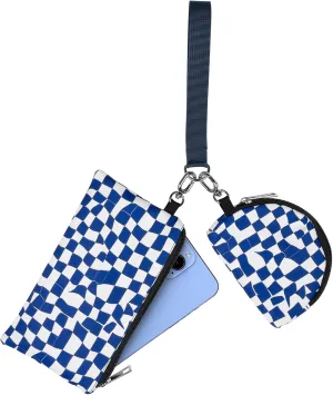 Mini Zip Around Keychain Wristlet Wallet  Large Capacity Dual Pouch Detachable Coin Purse with Keychain, Fits Phone