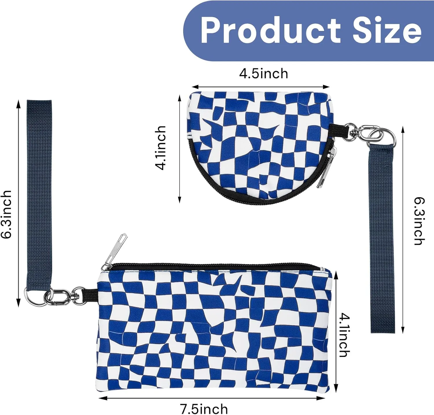 Mini Zip Around Keychain Wristlet Wallet  Large Capacity Dual Pouch Detachable Coin Purse with Keychain, Fits Phone
