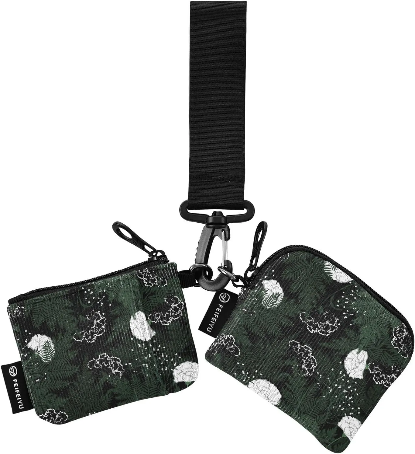Mini Zip Around Wristlet Keychain Coin Purse Wallet Detachable Dual Pouch Card Cases Portable for Women Men,pattern 10