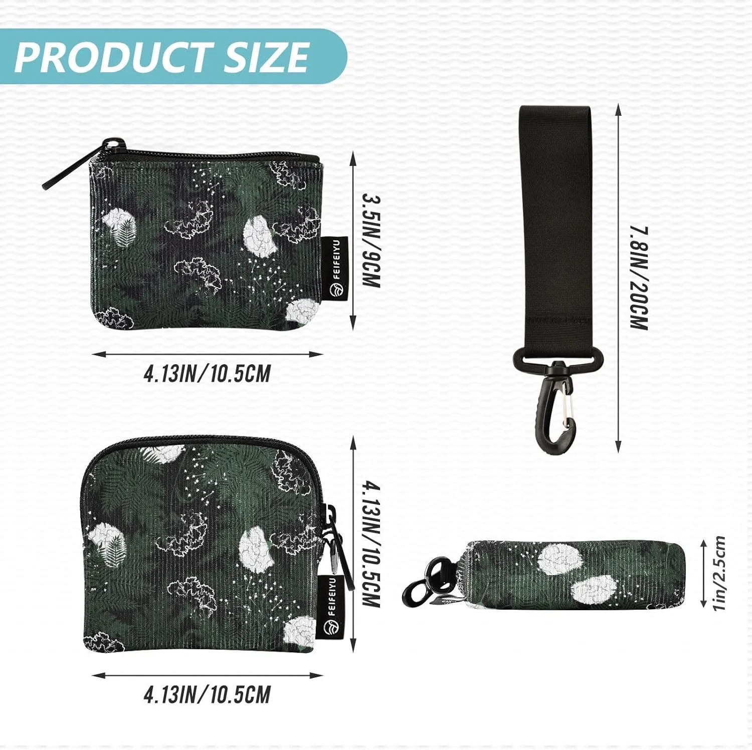Mini Zip Around Wristlet Keychain Coin Purse Wallet Detachable Dual Pouch Card Cases Portable for Women Men,pattern 10