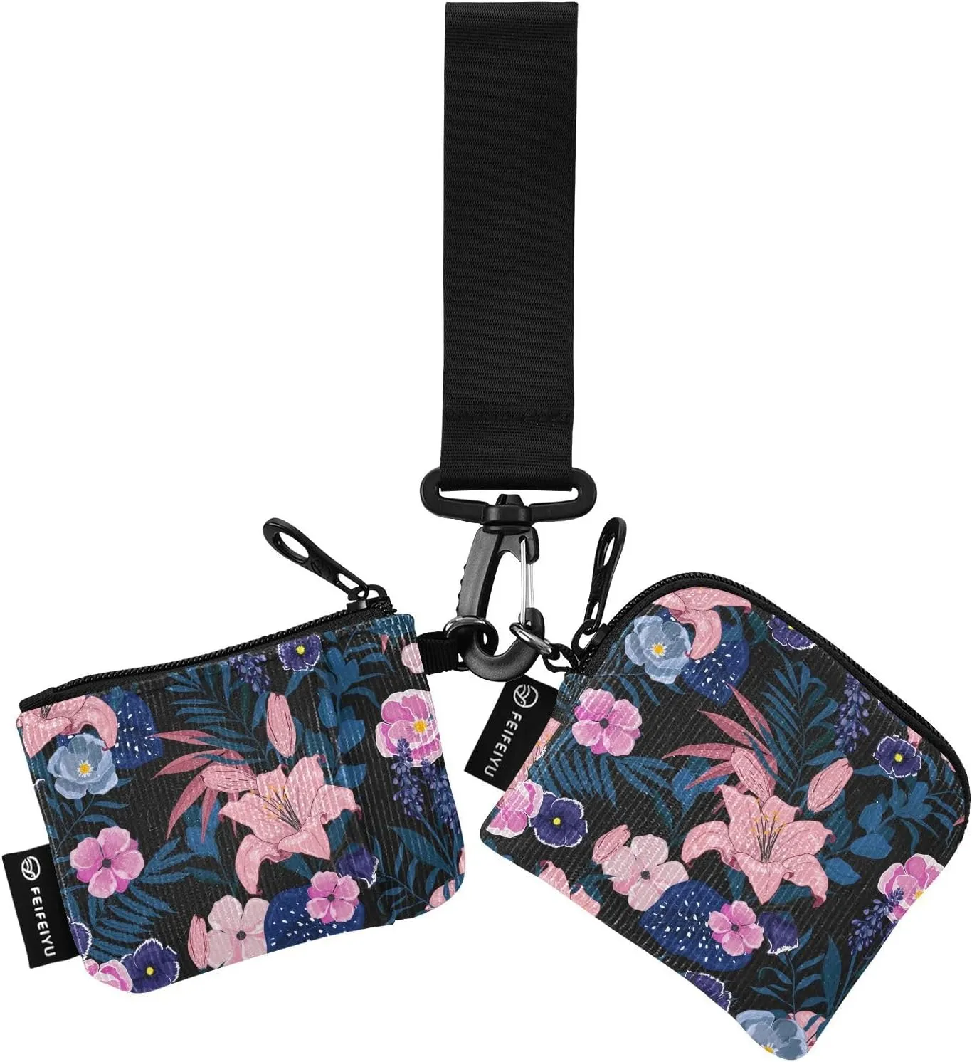 Mini Zip Around Wristlet Keychain Wallet Detachable Dual Pouch Card Cases Portable Coin Purse for Women Men,pattern 10