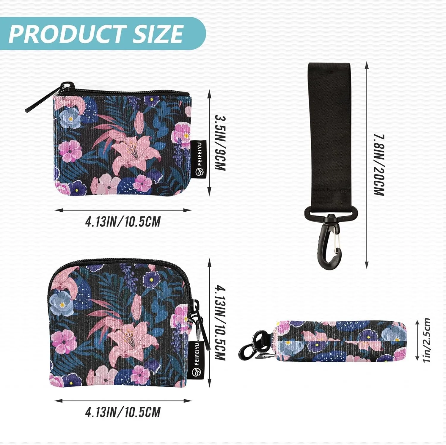 Mini Zip Around Wristlet Keychain Wallet Detachable Dual Pouch Card Cases Portable Coin Purse for Women Men,pattern 10