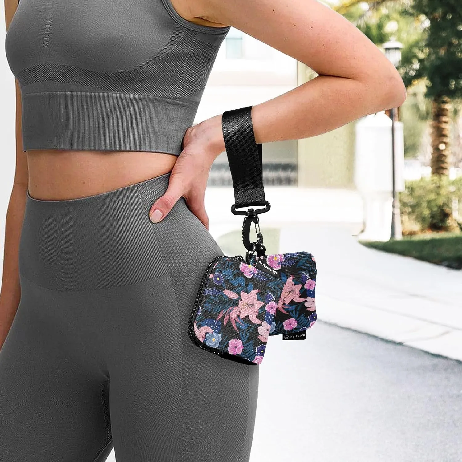 Mini Zip Around Wristlet Keychain Wallet Detachable Dual Pouch Card Cases Portable Coin Purse for Women Men,pattern 10