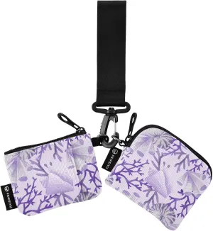 Mini Zip Around Wristlet Wallets For Women Detachable Dual Pouch Wristlet Portable Coin Purse Flowers and Plants(purple)