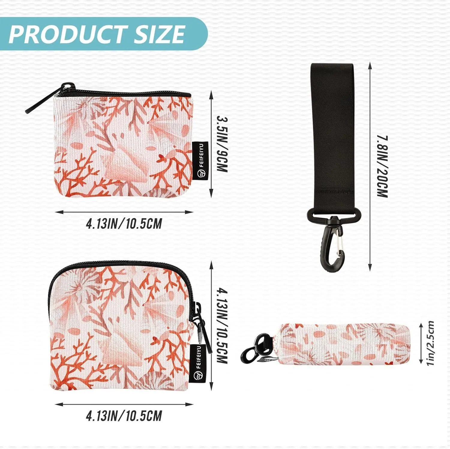 Mini Zip Around Wristlet Wallets For Women Detachable Dual Pouch Wristlet Portable Coin Purse Flowers and Plants(red)