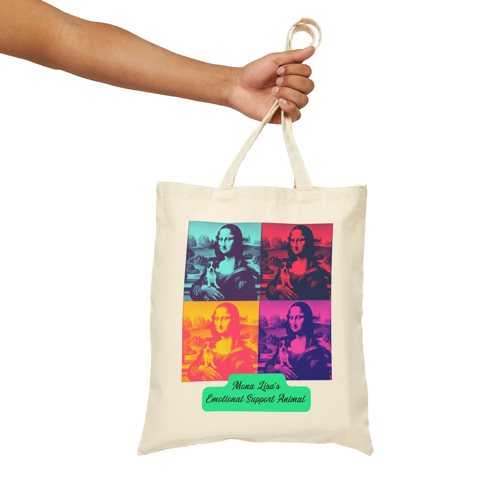 Mona Lisa's Emotional Support Animal Cotton Canvas Tote Bag
