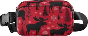 Moose Snowflakes Pine Red Fanny Packs Women Everywhere Belt Bag Waterproof Cartoon Waist Pouches for Men