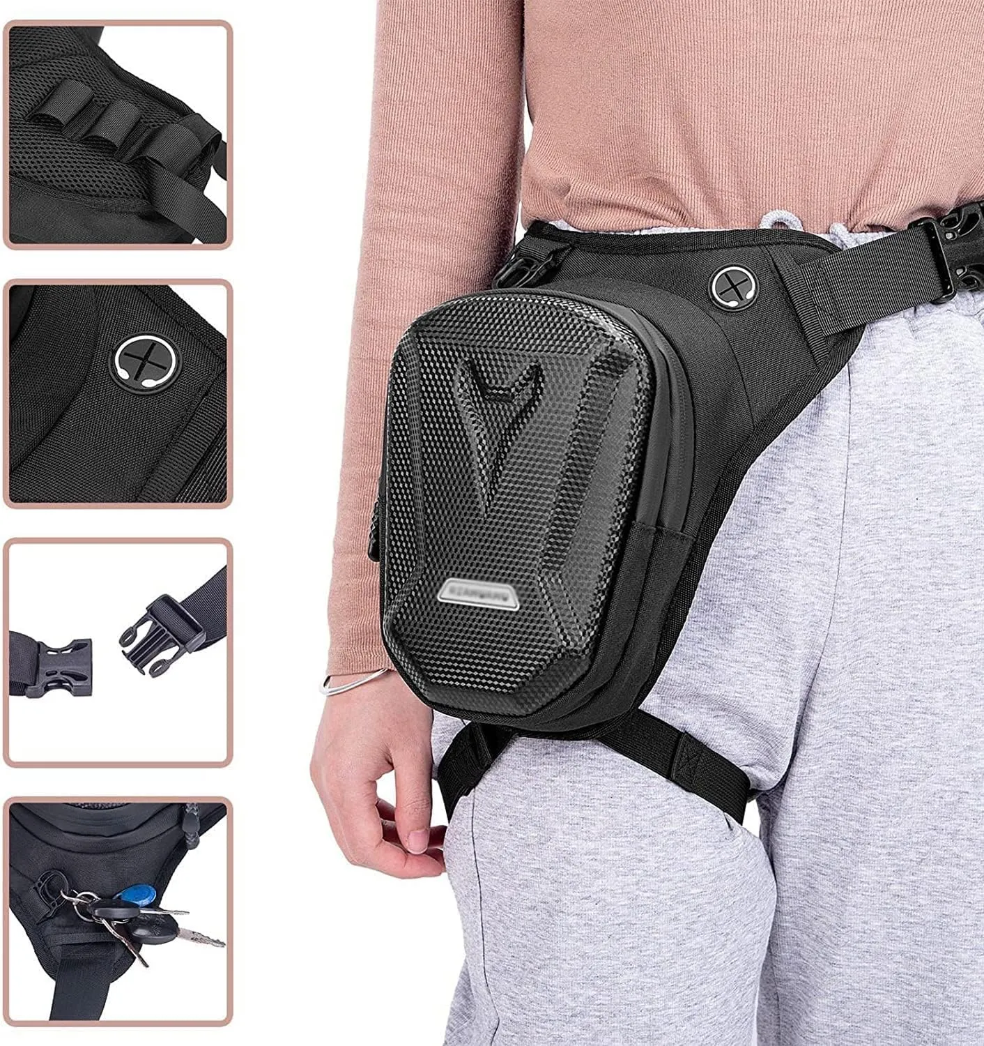 Motorcycle Drop Leg Bag, Bike Riding Cycling Hiking Waist Pack Thigh Fanny Pouch Pouches