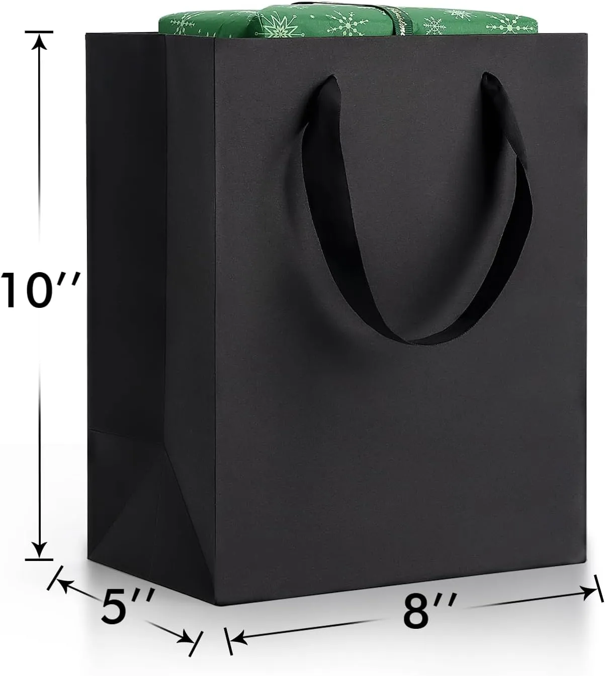 MOXARYSU Black Gift Bags With Handles: 8x5x10 Inch 6pcs Black Paper Gags Medium Bulk For Party Shopping Birthday Wedding