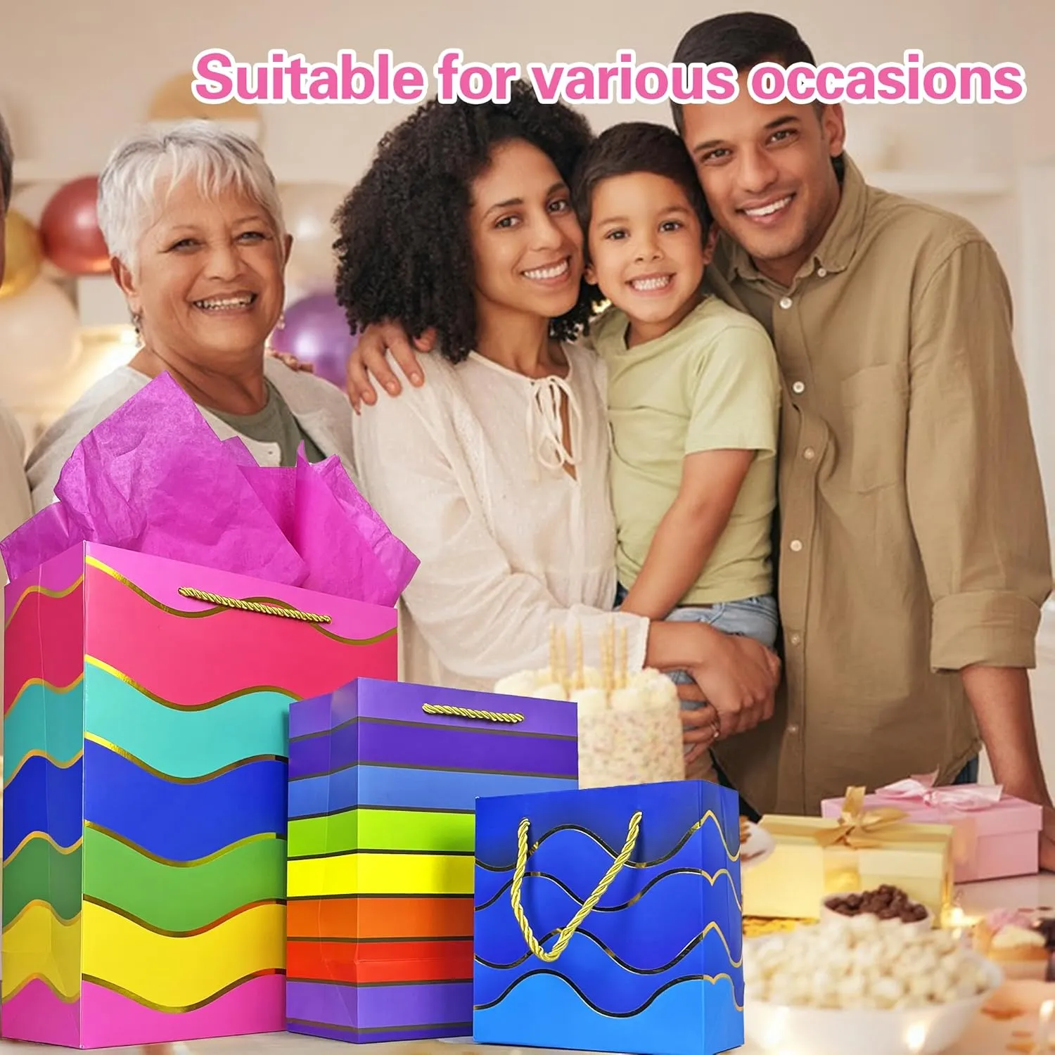 MUMULULU 20 Pack Gift Bags Assorted Sizes and Designs Gift Bags with Handle and Tissue Paper for Birthday Party Baby Shower Wedding Holiday Presents
