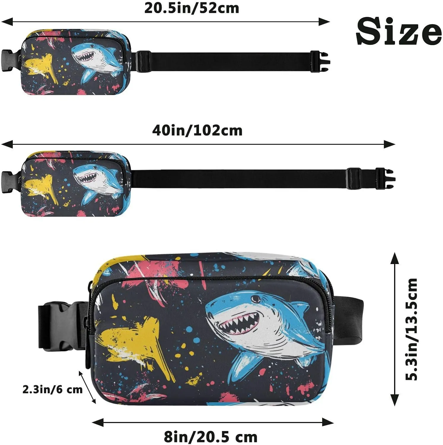 Nature fish sea Pirate Style Stylish Crossbody Bag Waist Packs for Women Men Waterproof Sling Chest Bags with Adjustable Strap for Travel Vacation Running