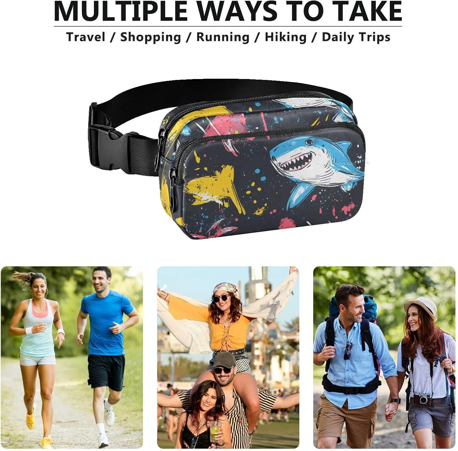 Nature fish sea Pirate Style Stylish Crossbody Bag Waist Packs for Women Men Waterproof Sling Chest Bags with Adjustable Strap for Travel Vacation Running