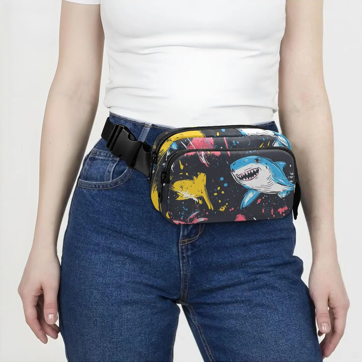 Nature fish sea Pirate Style Stylish Crossbody Bag Waist Packs for Women Men Waterproof Sling Chest Bags with Adjustable Strap for Travel Vacation Running