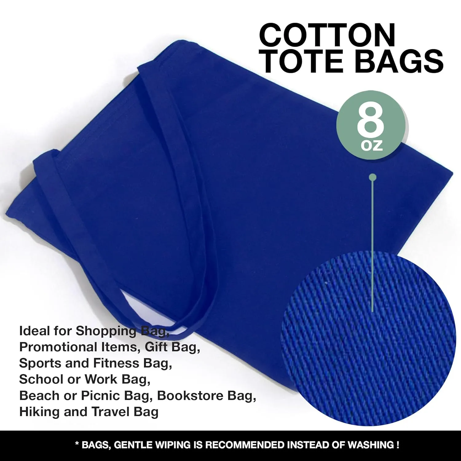 Navy Blue Tote Bag - Customizable Canvas Tote Bag for Special Occasions and Everyday Use - 14x16 in, Personalization Cotton Bags, Reusable Grocery Bags with Logo