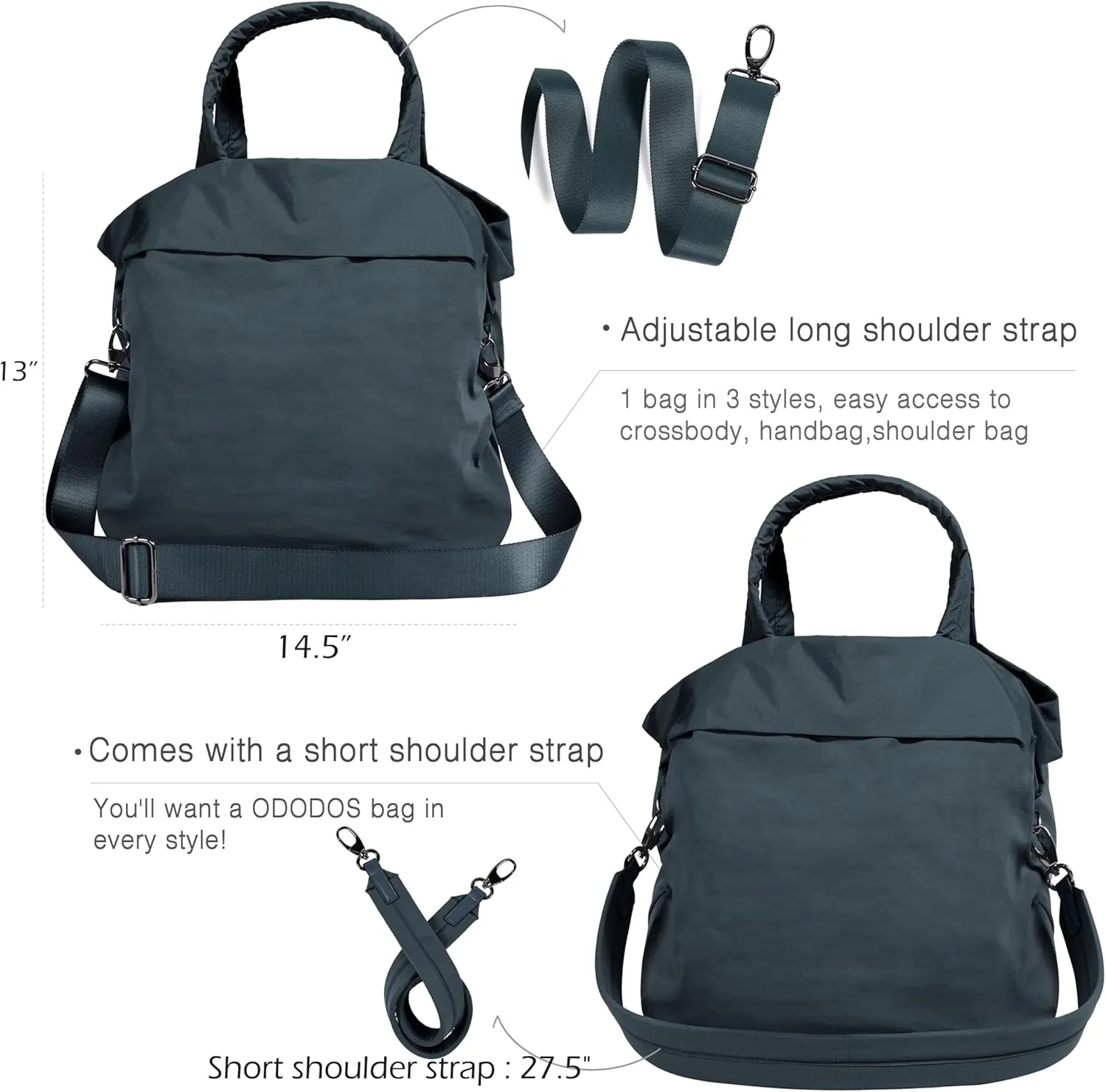 ODODOS 19L Multi Hobo Bags 2.0 with 2 Straps for Women, Totes Handbags, Crossbody Shoulder Bags