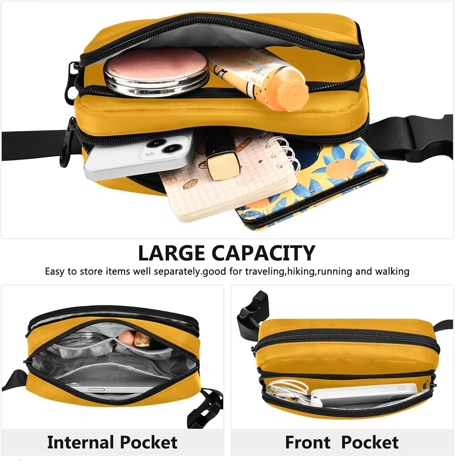 Orange Waist Packs for Women Men Belt Bag Fanny Pack Small Waist Pouch Pouch Runing Belt for Outdoor Running Hiking Cycling
