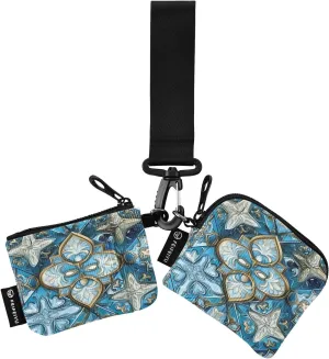 Ornamental Pattern Zip Around Wristlet Wallet for Women Portable Detachable Dual Pocket Keychain Wallet Wrist Wallet
