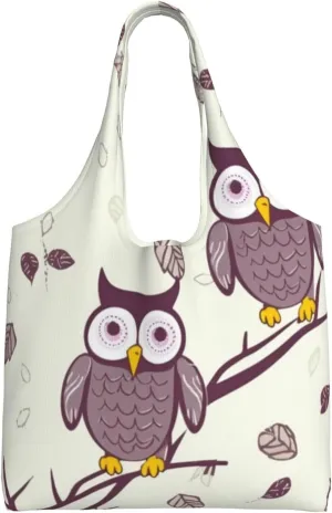 Owl Tree Branches Canvas Tote Bag Aesthetic Large Shoulder Bags Reusable Shopping Bags for Women Grocery Bag Purse