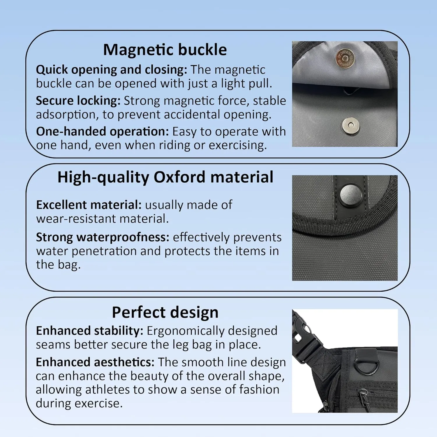 Oxford Thigh Bag for Men Drop Leg Pouch Motorcycle Accessories Water Resistant Hip Bag Leg Fanny Pack for Men Women Gift Black