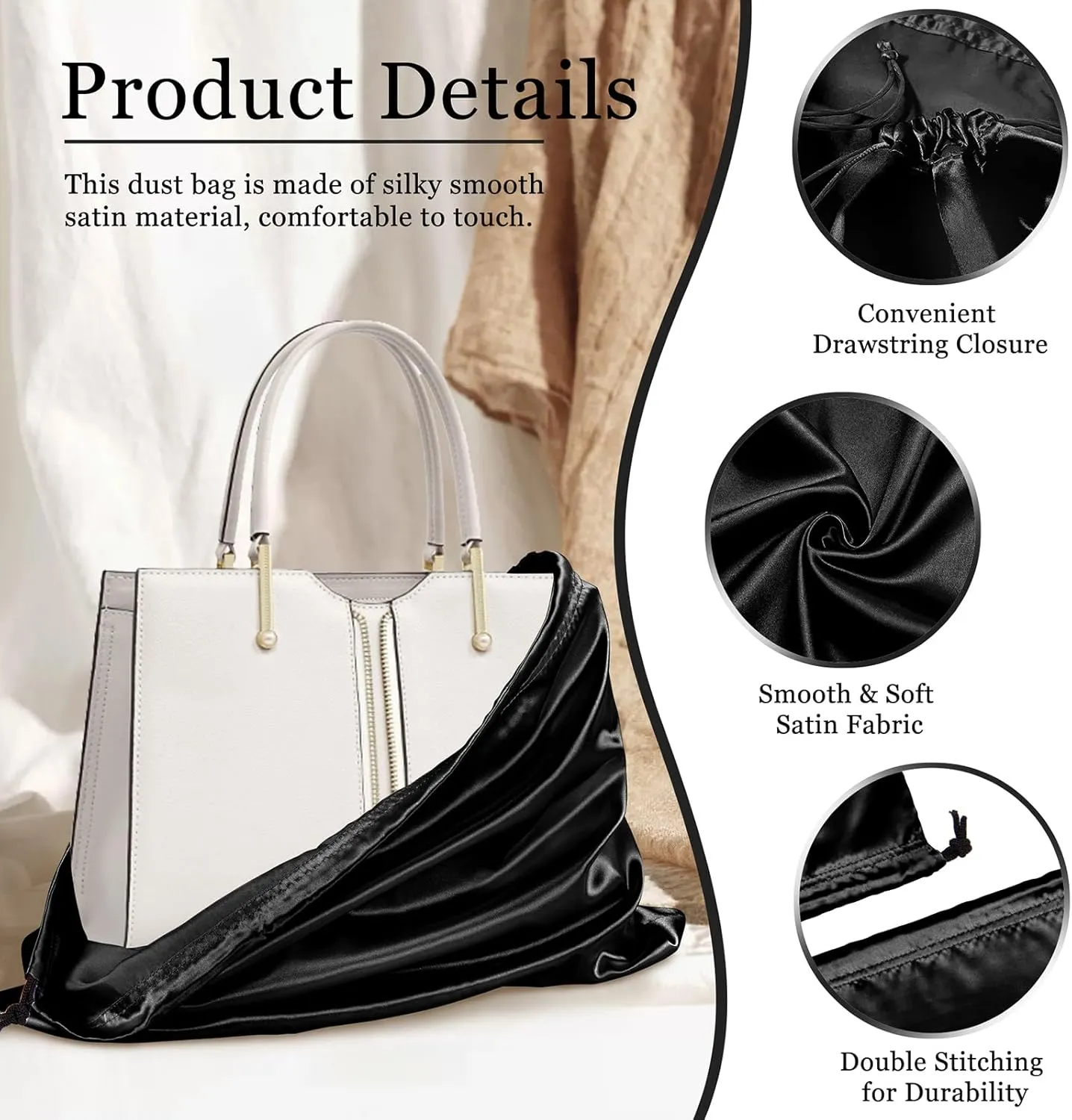 P Pothuiny 2 Pcs Satin Dust Bags for Handbags