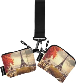 Paris Eiffel Tower Zip Around Wristlet Wallet for Women Portable Detachable Dual Pocket Keychain Wallet Wrist Wallet