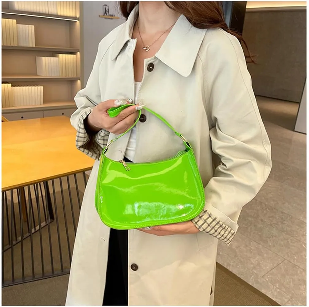 Patent Leather Clutch Purse Shiny Evening Handbags for Women Armpit Shoulder Bag MINI Hobos