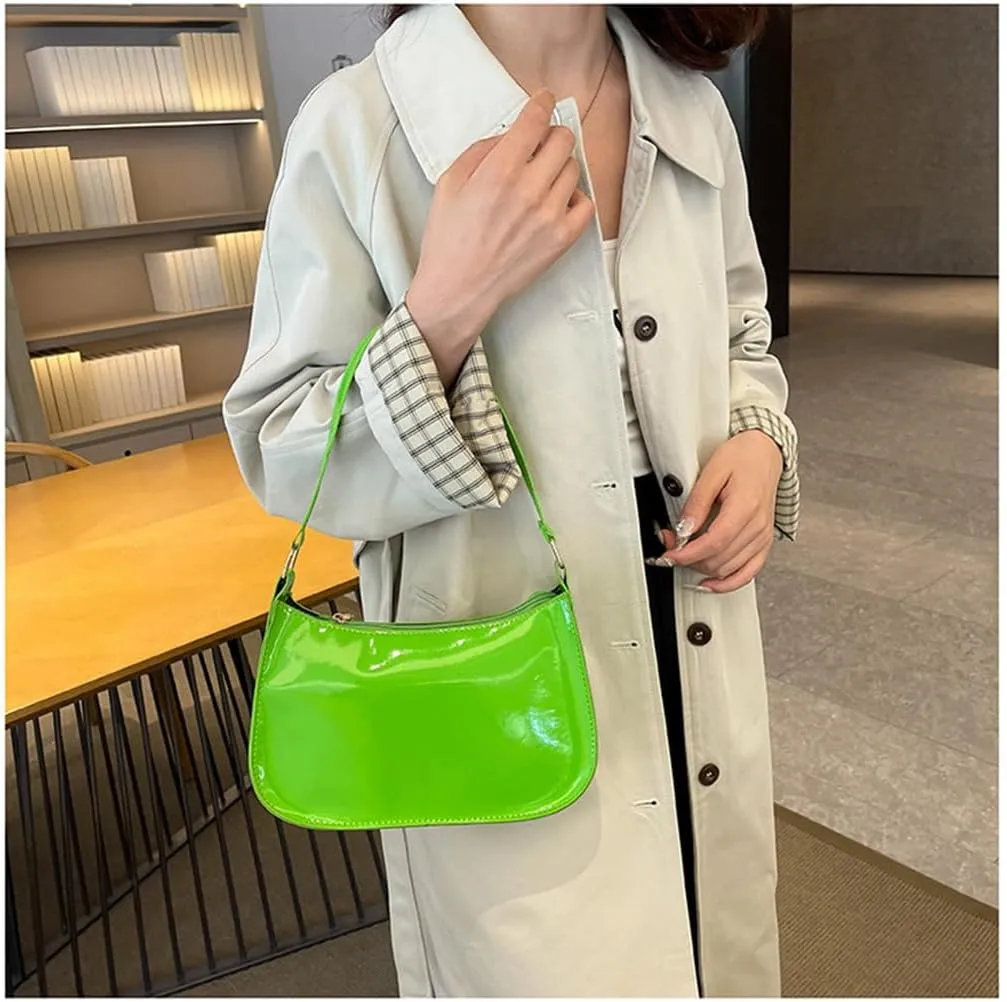 Patent Leather Clutch Purse Shiny Evening Handbags for Women Armpit Shoulder Bag MINI Hobos