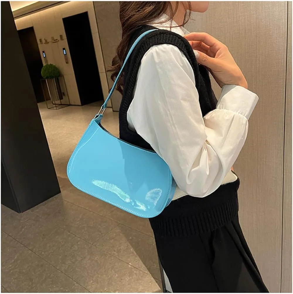 Patent Leather Clutch Purse Shiny Evening Handbags for Women Armpit Shoulder Bag MINI Hobos