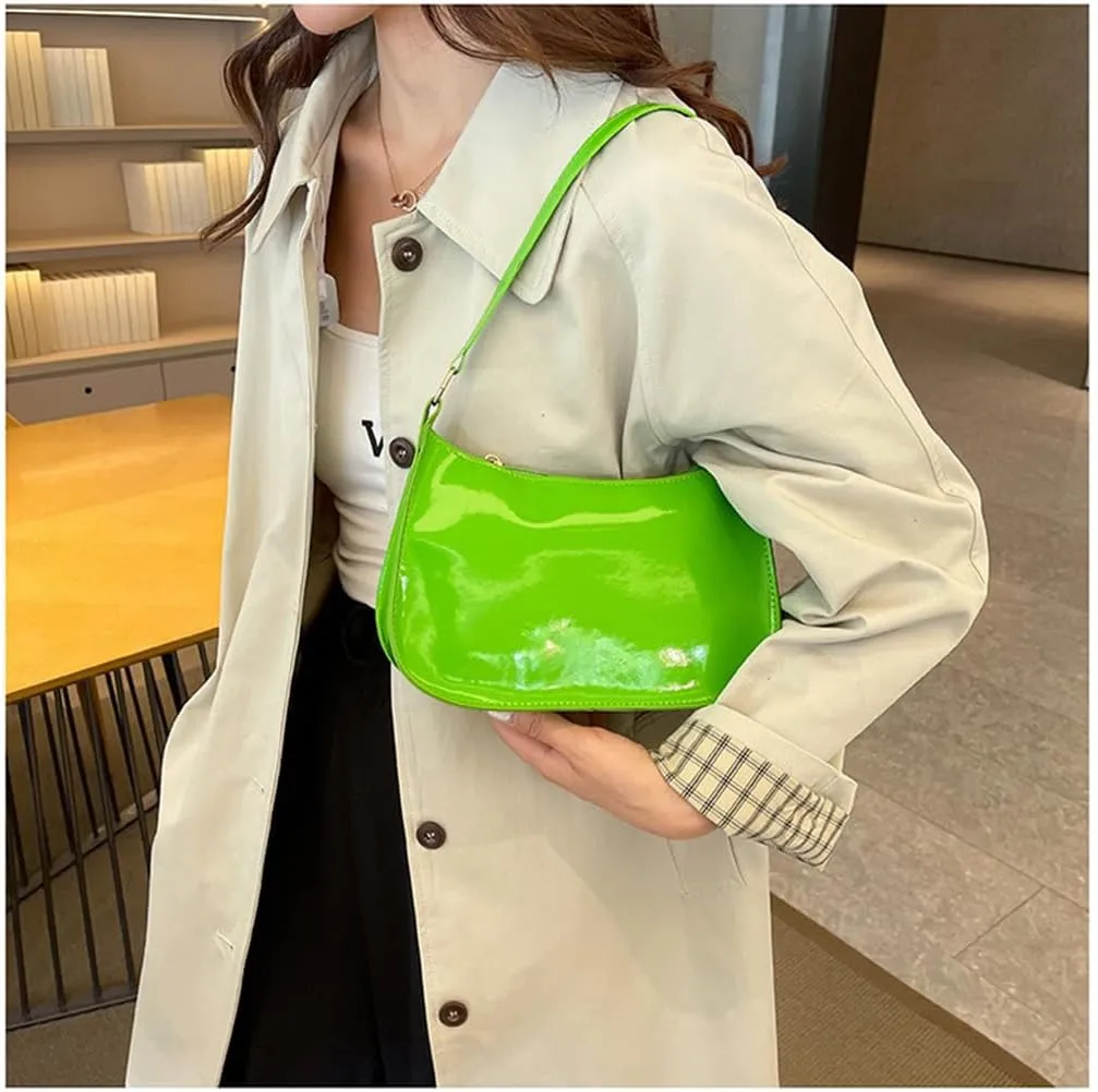 Patent Leather Clutch Purse Shiny Evening Handbags for Women Armpit Shoulder Bag MINI Hobos