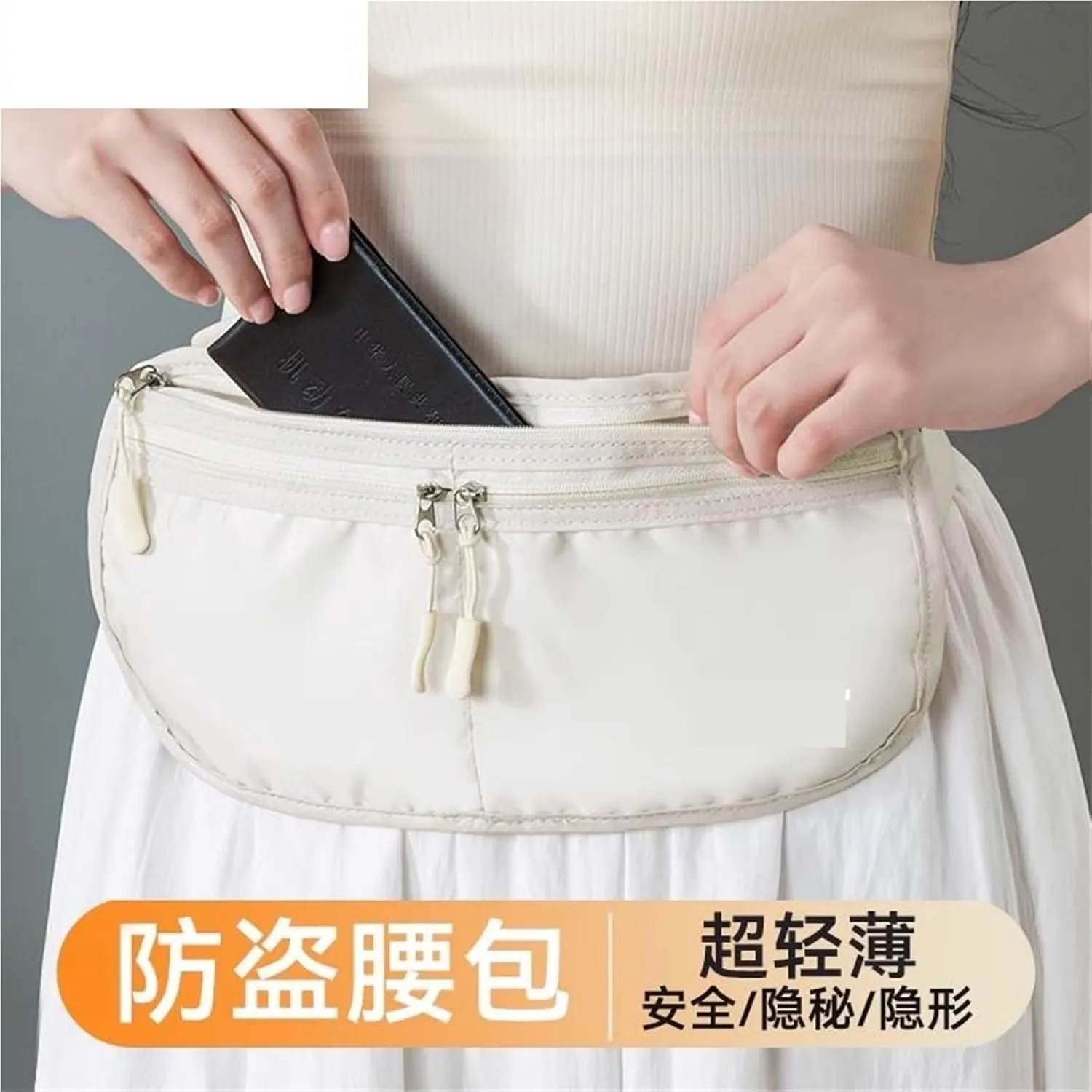 Personalised Fanny Pack Travel Sports Travel Invisible Thin Passport Bag Anti-theft Wallet Men And Women Anti-theft Bag For Fitness and Running(Gray Black)