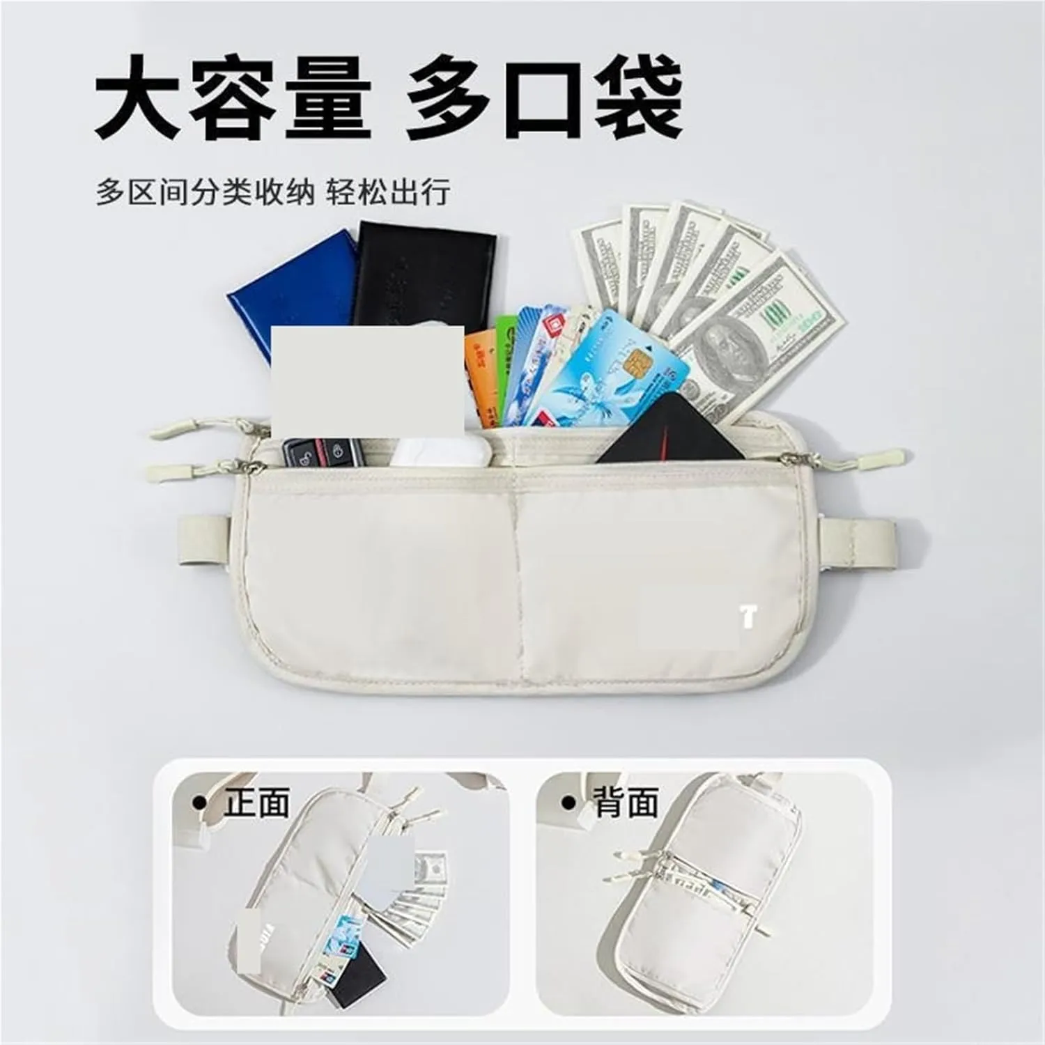 Personalised Fanny Pack Travel Sports Travel Invisible Thin Passport Bag Anti-theft Wallet Men And Women Anti-theft Bag For Fitness and Running(Gray Black)