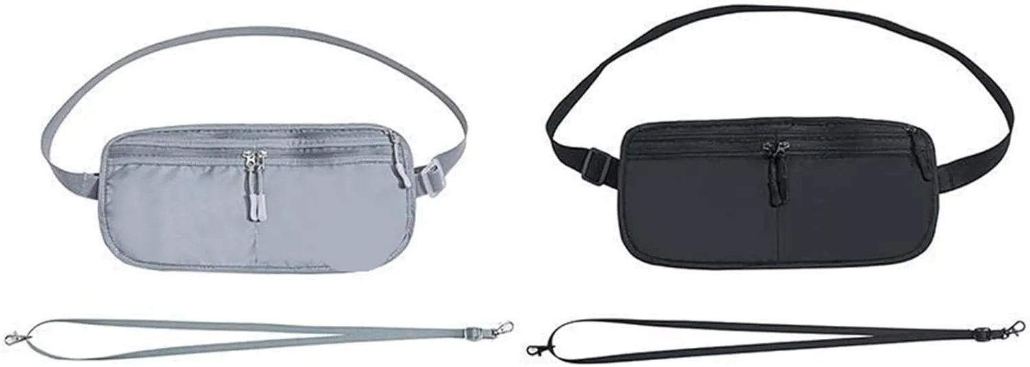 Personalised Fanny Pack Travel Sports Travel Invisible Thin Passport Bag Anti-theft Wallet Men And Women Anti-theft Bag For Fitness and Running(Gray Black)