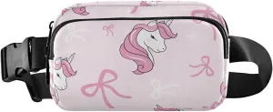 Pink Bow Unicorn Fanny Pack for Women Men Crossbody Belt Bag Fashion Waist Packs Purse with Adjustable Strap Hip Bag for Outdoors Workout Travel