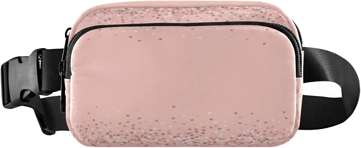 Pink Gold Glitter Belt Bag for Women Men Fanny Pack Small Waist Pouch Crossbody Bags for Outdoor Hiking Running Travel