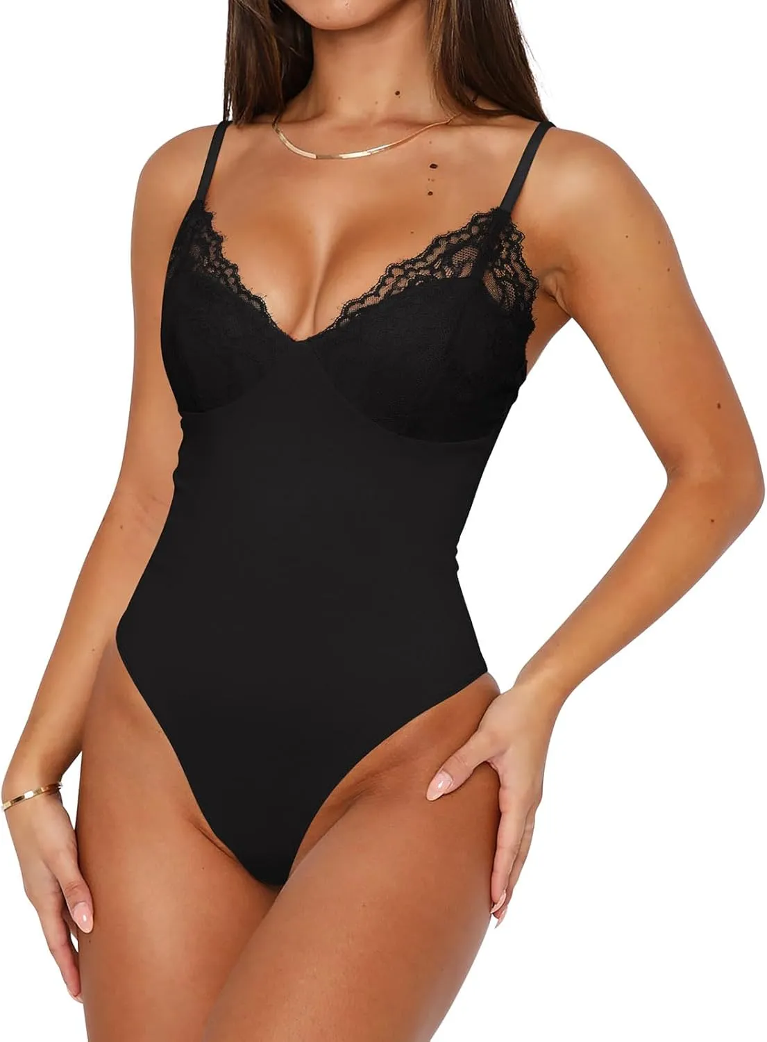 PINKMSTYLE Women 2025 Sexy Lace Cami Bodysuits Backless Non See Through Slim Fit Summer Going Out Tops