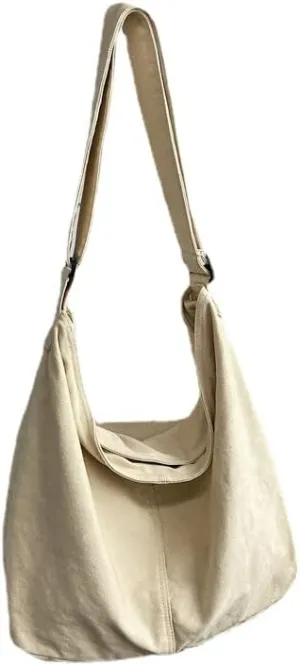 Pooyikoi Women's Retro Large Size Canvas Shoulder Bag Hobo Crossbody Large Capacity Handbag Casual Tote