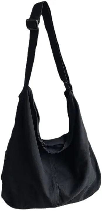 Pooyikoi Women's Retro Large Size Canvas Shoulder Bag Hobo Crossbody Large Capacity Handbag Casual Tote
