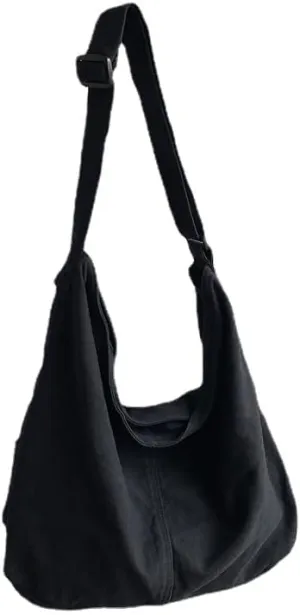 Pooyikoi Women's Retro Large Size Canvas Shoulder Bag Hobo Crossbody Large Capacity Handbag Casual Tote