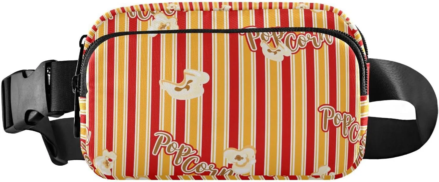 Popcorns Yellow Stripes Fanny Pack for Women Men Crossbody Belt Bag Fashion Waist Packs Purse with Adjustable Strap Bumbags for Outdoors Workout Travel