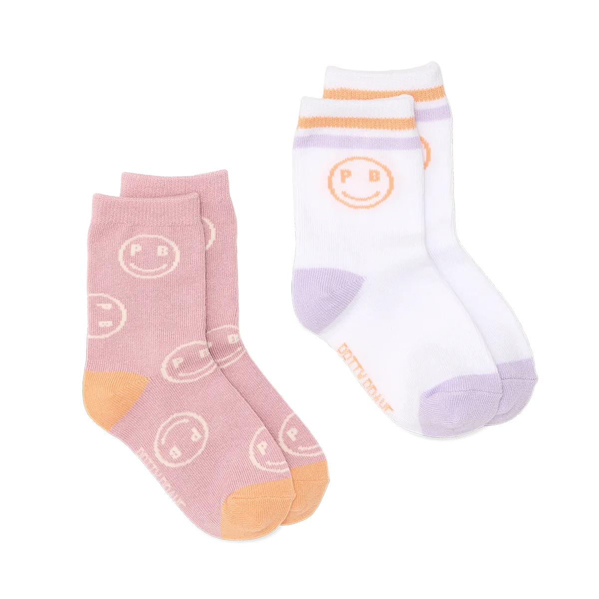 Pretty Brave 2-Pack Smiley Socks - Blush/White