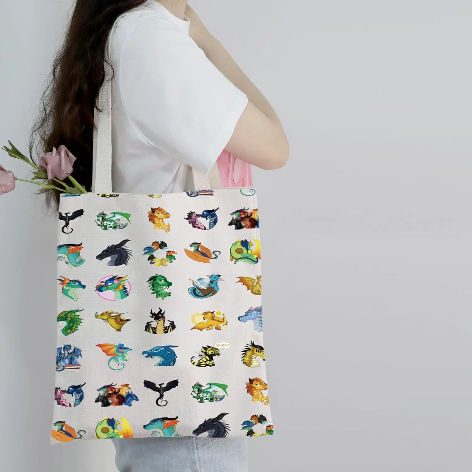 PXTIDY Wings Dragon Novel Inspired Gift Fantasy Novel Fire Dragon Tote Bag Wings Dragon Party Gifts Bookish Tote Bag
