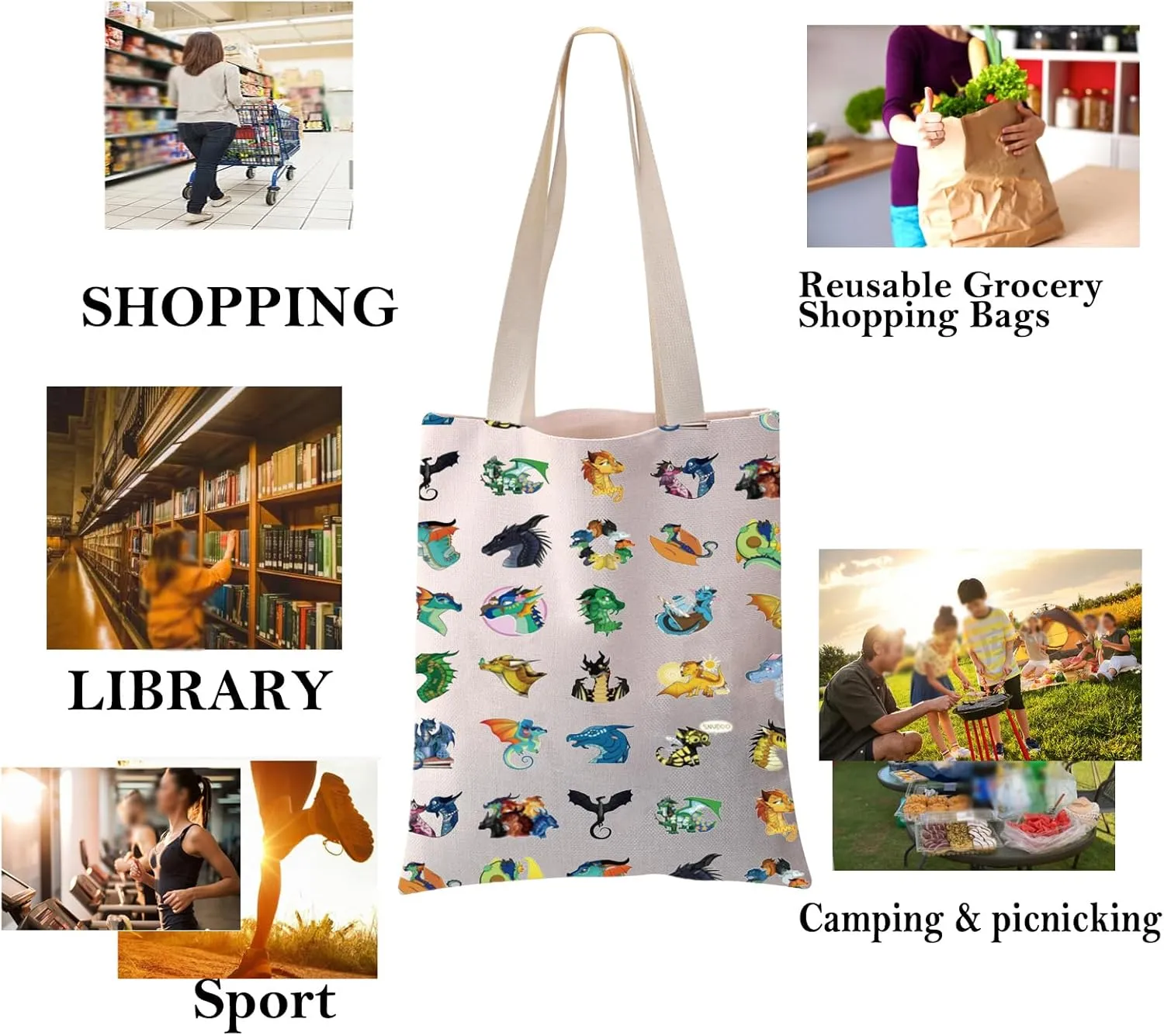 PXTIDY Wings Dragon Novel Inspired Gift Fantasy Novel Fire Dragon Tote Bag Wings Dragon Party Gifts Bookish Tote Bag